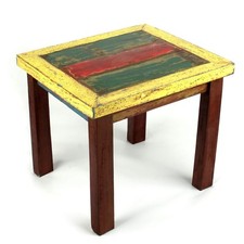 Table d'appoint 50 cm - Bali ancien bateau teck bois massif table bois bateau coloré