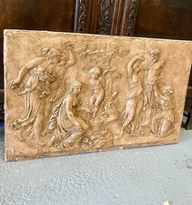 Grand bas relief en plâtre scène Romantique Italie 92/59cm