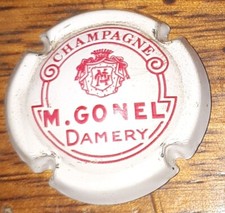 Capsule de champagne Gonel M crème rouge n°1 plaque muselet rare semi ancienne