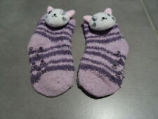 Chaussons chaussettes violet anti-dérapant petit Chat Taille 21/23