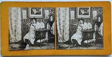 FRANCE Paris La Puce Maison Intérieur c1900 Photo Stereo Vintage B81L5n3