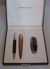 3173*  jorg hysek coffret stylo roller bille etui et couteau