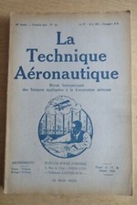 TECHNIQUE AERONAUTIQUE 8/1925 CAVITATION HELICE AERIENNE ENDUITS AVIATION HELIUM