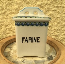 Vintage French art deco canister Box Lidded Flour White ceramic Porcelain