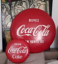 Rare Ancienne plaque Publicitaire Coca Cola Bouton 88 cm 50's no Plaque Emaillée
