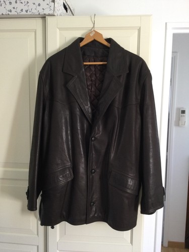 Veste cuir marron - , foncé