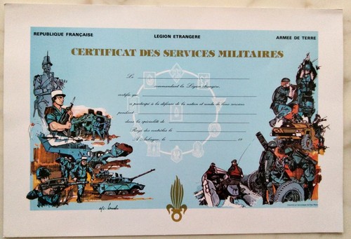 Légion étrangère certificat - lÉgion, ÉtrangÈre~certificat
