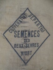 sac toile de jute Semences des 2 Sèvres Niort verso Toulouse / voir descriptif