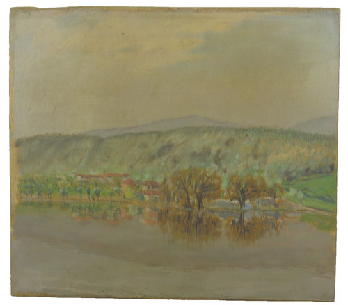 Tableau huile paysage lac - huile,