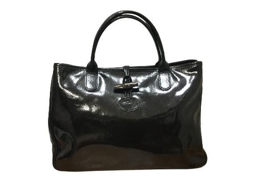 Longchamp enamel handbag black - longchamp,