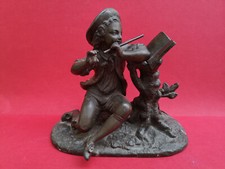 Figurine régule fin XIXe Joueur de flute Très bon état 21 x 10 cms Hauteur 18 cm