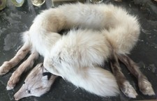 TOUR DE COU/ÉCHARPE/BOA EN FOURRURE ÉPAISSE RENARD BLANC ARCTIQUE *PURE VINTAGE