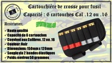 Cartouchière de crosse pour fusil capacité 6 cartouches de calibre .12 ou .16
