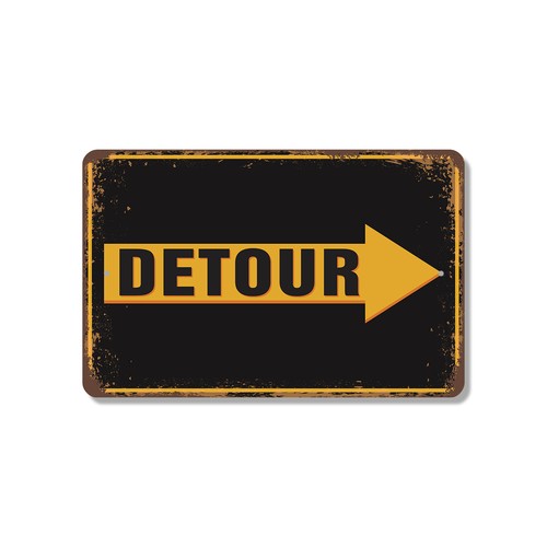 Detour street sign new route - detour,