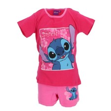 Pyjama court Disney Stitch Fille - coton - T-shirt et Short Fuchsia