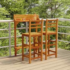 Ensemble de Bar de Balcon 3 pcs Bois d'Acacia Massif Mobilier Patio vidaXL