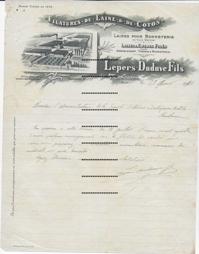 1924 tourcoing lettre - 1924 :,