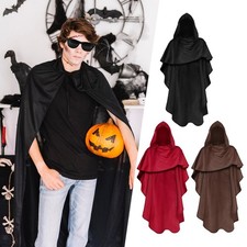 Cape médiévale d'Halloween avec capuche pour cosplay, mascarade,