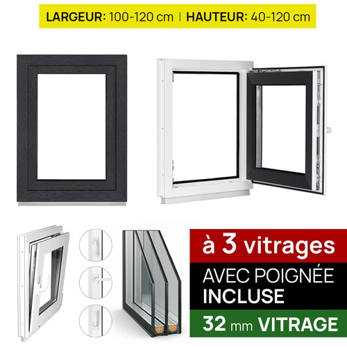 Fenêtre pvc anthracite triple - anthracite,