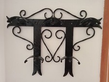 Ancien porte manteau mural  5 Patères Fer Forgé Vintage Hall d' Entrée Vestiaire