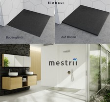 Receveur De Douche Super Plat En Acrylique Aspect Pierre Antidérapant Noir