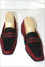 SANCHE DE LA ROSA  Mocassins Vintage Velours Bicolore Perlés T 5 UK /  38 FR TBE