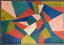 Tableau peinture moderne abstraction géométrique collage XXe