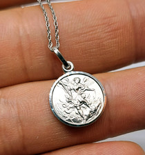 Collier pendentif médaille argent sterling 925 archange Saint Michel 0,7 inc