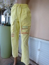 PANTALON D'ETE JAUNE TAILLE ELASTIQUEE VINTAGE T 1 36/38  NEUF 
