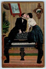 c1910's Romance Couple Kissing