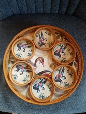 PLATEAU BAMBOU RÉTRO CANARD OSIER VINTAGE APÉRITIF DESSOUS VERRE