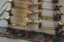 6 PC Vintage Art Déco Mural Support Fixation Laiton & Verre Canne Bougeoirs