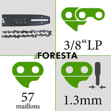 Pack Guide + Chaîne tronçonneuse 57entraineurs 40cm de coupe 3/8LP 0.050