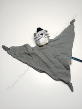 Doudou Plat Lange Fernand Chat Gris Jaune Pois Rayé Les Moustaches - Moulin Roty