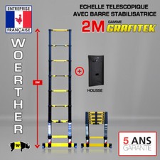 Echelle télescopique 2m Woerther Grafitek avec barre stabilisatrice plus housse