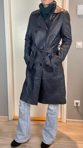 Trench cuir bleu femme - bleu,