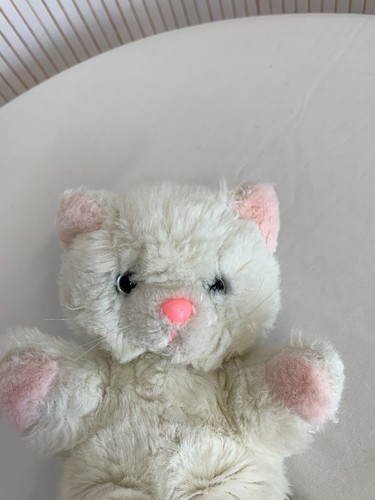 Peluche chat blanc rose - peluche,