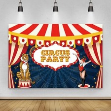 3x2m Cirque Carnaval Toile de Fond Tente de Cirque Rouge Animal Fond de Photo...