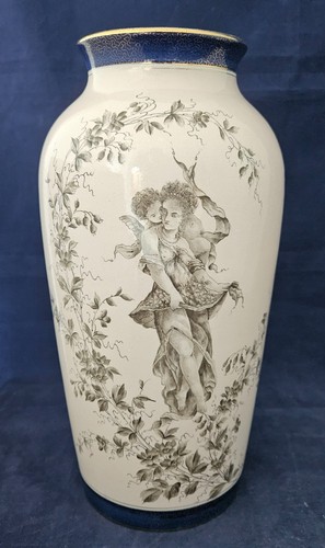 Ancien vase faïence scène - ancien,