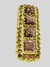 🇫🇷   ANCIENNE BROCHE PLAQUE OR 37 PIERRES AMÉTHYSTE TAILLEE BIJOUX JEWEL