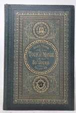 Le Tour du monde en 80 jours 1877. Cartonnage « aux initiales JV/JH ». Vert sapi