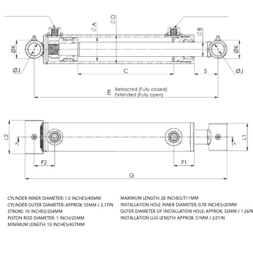Vérin tige hydraulique à - vérin,