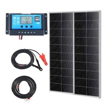VEVOR Lot de 2 Panneaux Solaires Monocristallins 200 W et Contrôleur de Charge