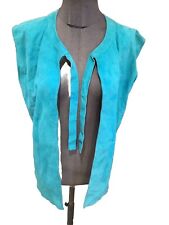 Très Belle Veste Gilet Daim Turquoise Mario Valentino 38/40 Tbe