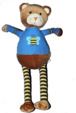 Obaibi Okaidi Doudou ours marron bleu abeille 26 cm