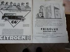 CITROEN C6E 60 + FRIGELUX  publicité papier ILLUSTRATION 1929