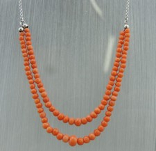 Vintage collier ras du cou en corail rouge et argent massif 925