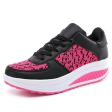 baskets femme semelle compensée haute épaisse sneakers sport noir rose blanche