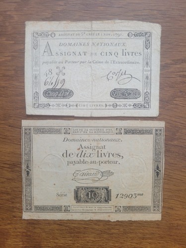 France assignats 5 cinq - 2,