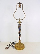 Lampe lyre bronze metal double patine guirlande de fleurs Napoleon 3 XIXè